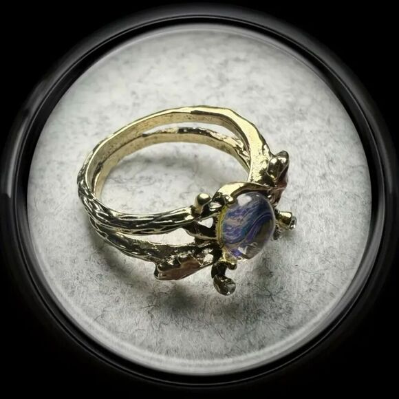 NIB - East Sweet Baby Natural Stone Hammered Copper Ring - Size 7 - Picture 2 of 6